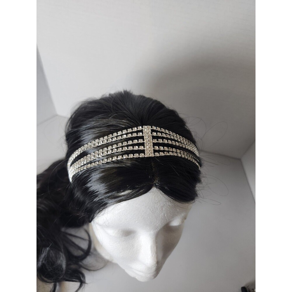 Bridal Women Rhinestone Head Chain Jewelry Headband Headpiece Elastic Hair Band